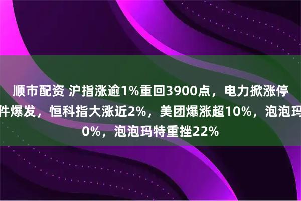 顺市配资 沪指涨逾1%重回3900点,电力掀涨停潮,算力硬件爆发,恒科指大涨近2%,美团爆涨超10%,泡泡玛特重挫22%